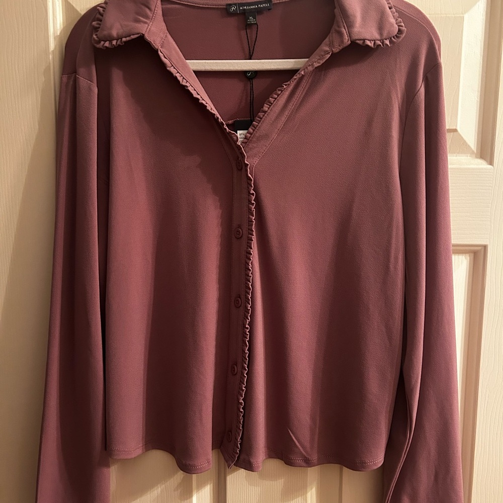 NWT Adrianna Papell Dusty Rose Button-Down Shirt